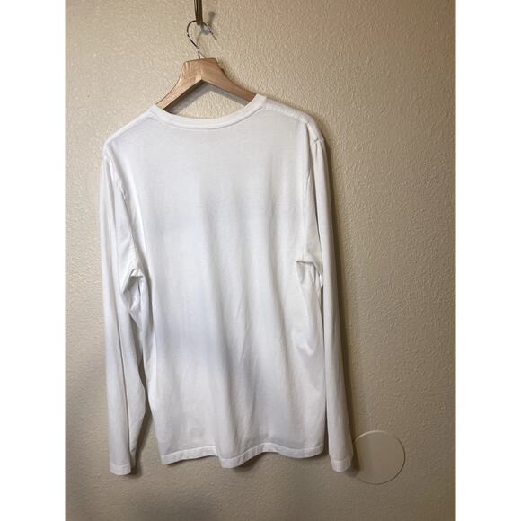 Old Navy Striped Retro Soft Washed White Long Sleeve Crew Neck Men's Tee Medium - Picture 3 of 8